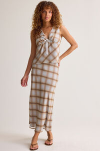 Jenna Plaid Tie Front Vest Detail 2 - Altar'd State