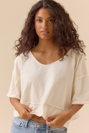 Cassandra V-Neck Boxy Tee - Altar'd State - 