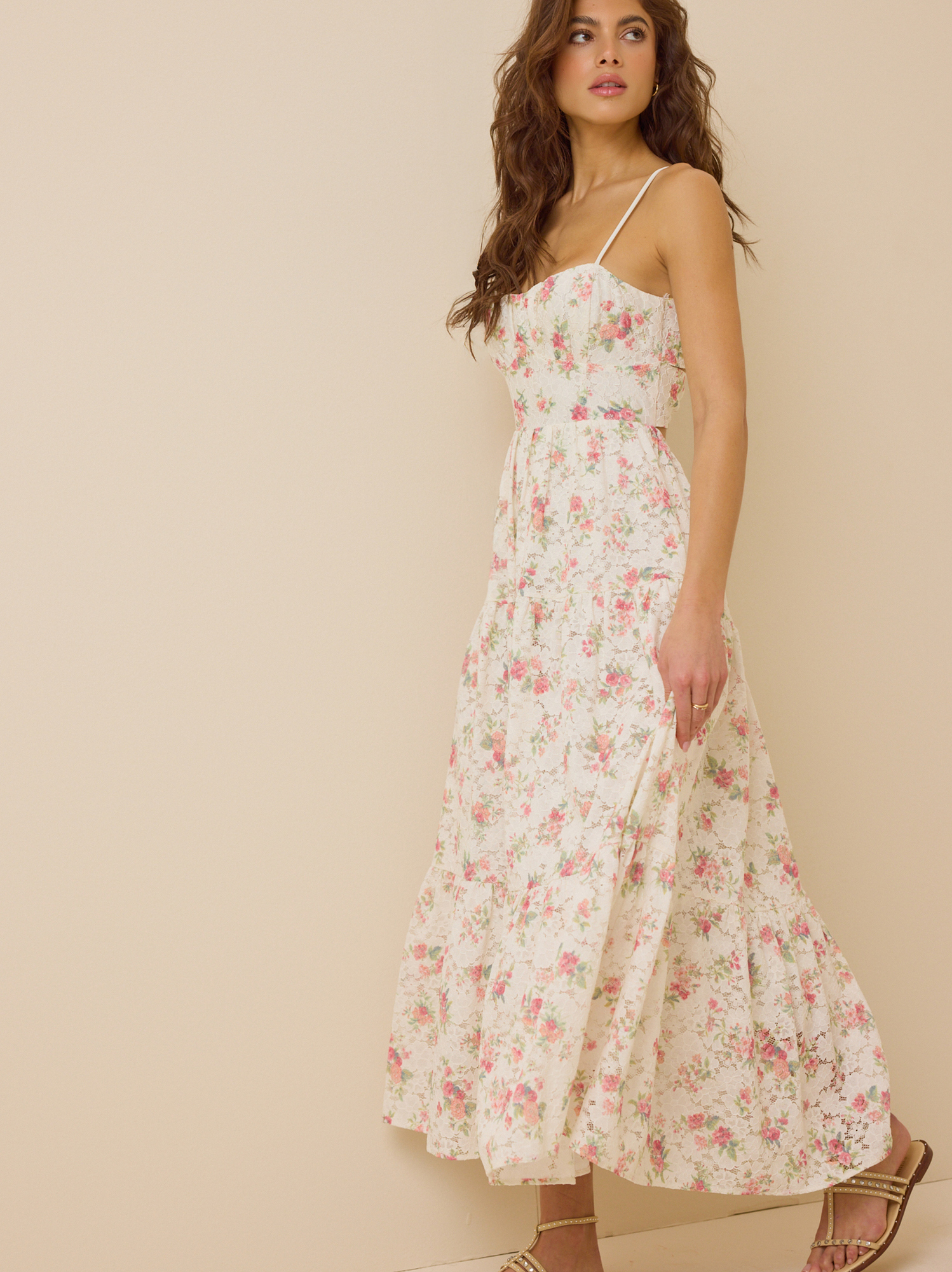diva pink lace floral maxi dress Alanna Pink Lace Maxi Dress - US 18