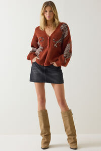 Tigris Balloon Sleeve Tiger Cardigan Detail 2 - Altar'd State