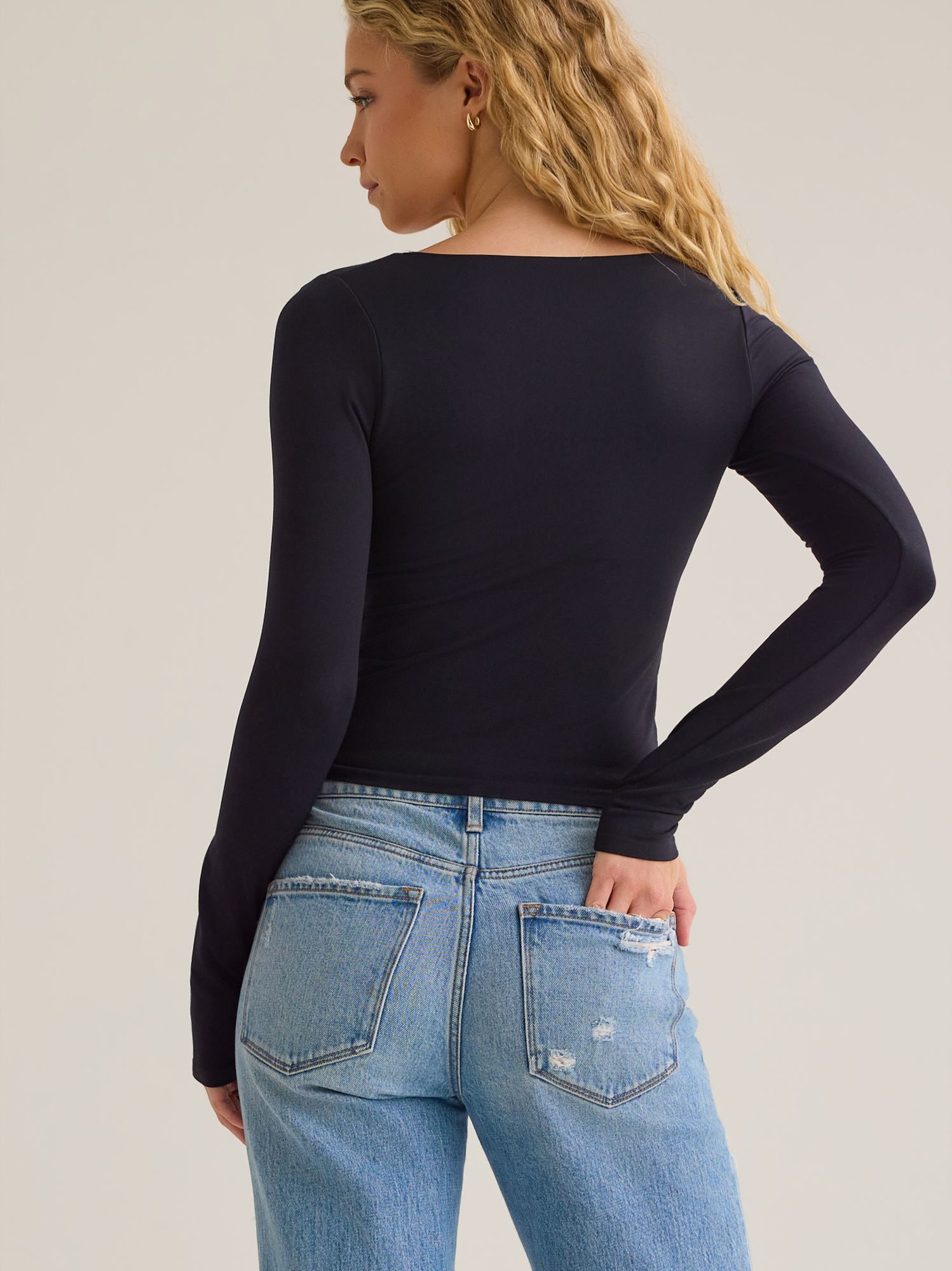 Ari Long Sleeve Layering Top in Black | Altar'd State