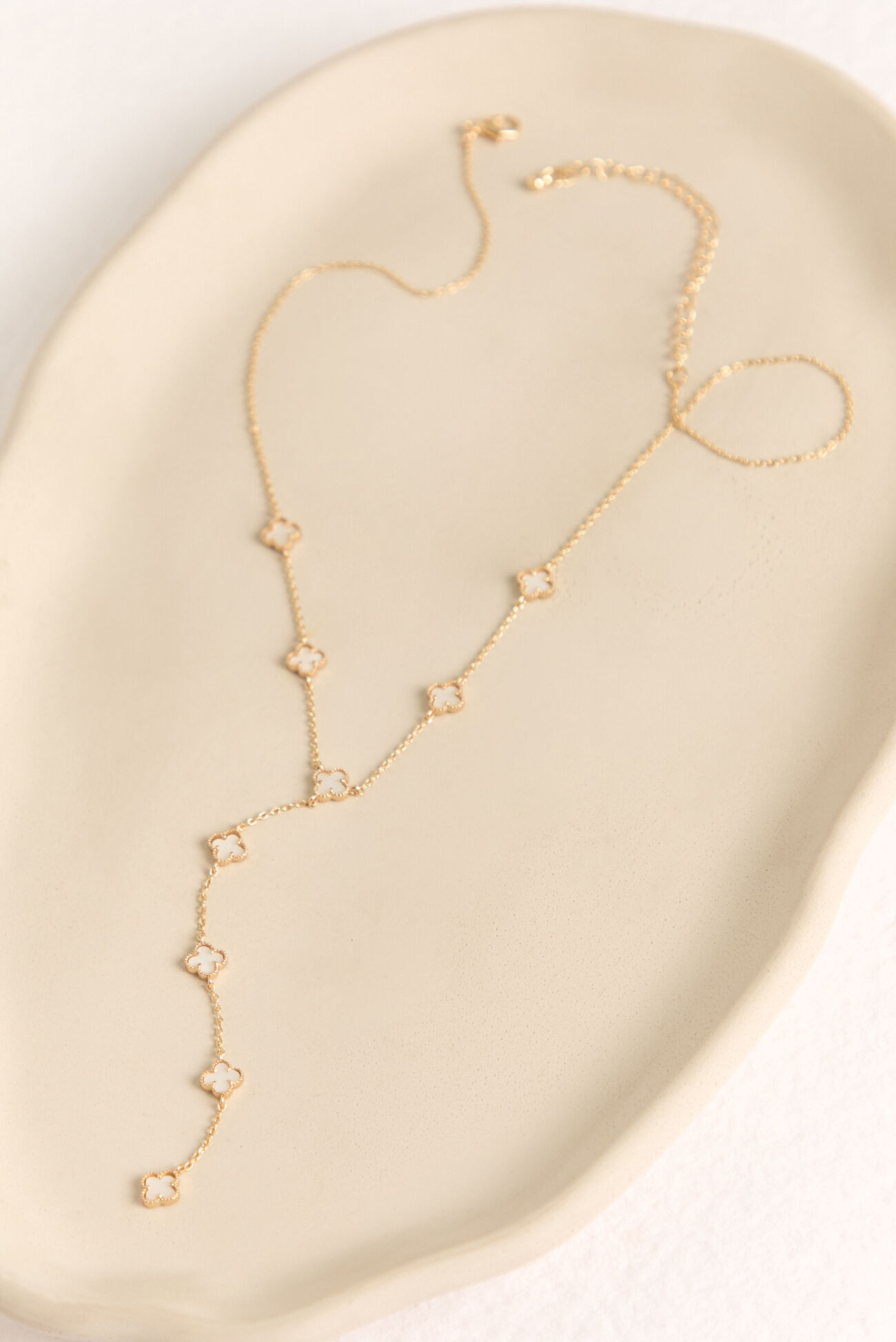 White Clover Y Necklace