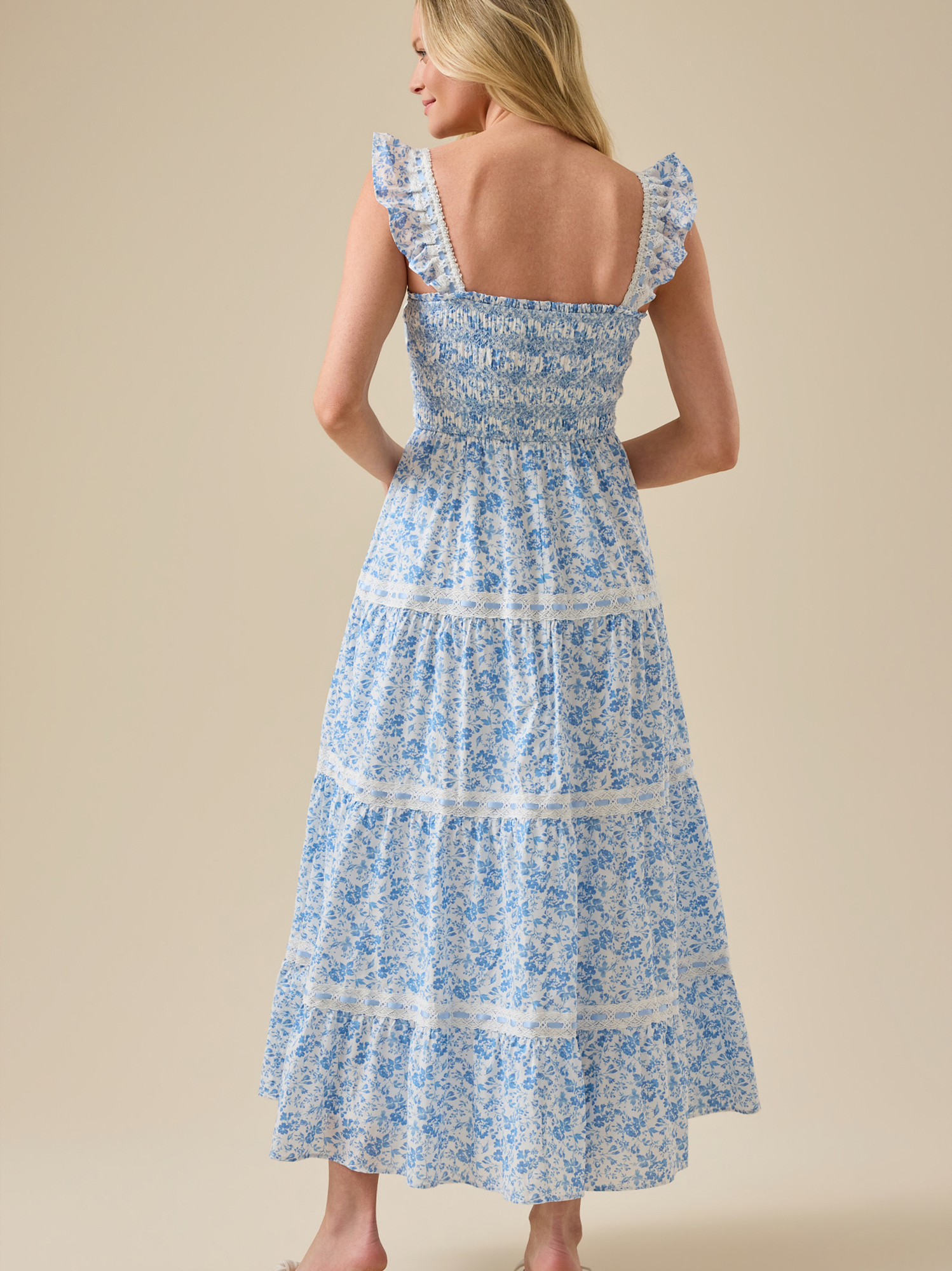 Altar'd State | Marin Maxi Dress | WHITE-BLUE | | XL