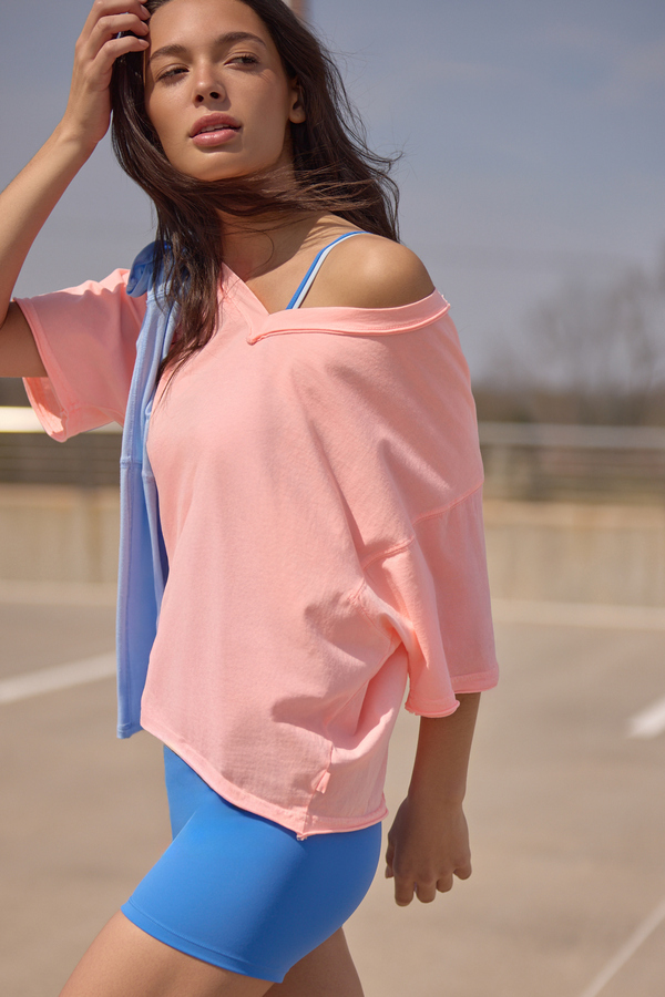 Interval Boxy Tee in Neon Peach | AS Revival