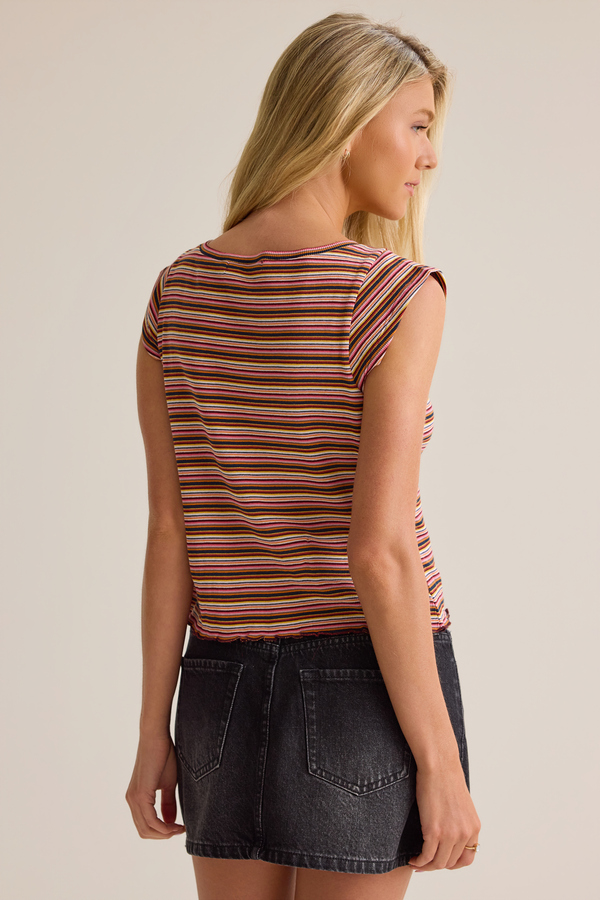 Mabel Striped Short Sleeve Top Detail 4 - Altar'd State