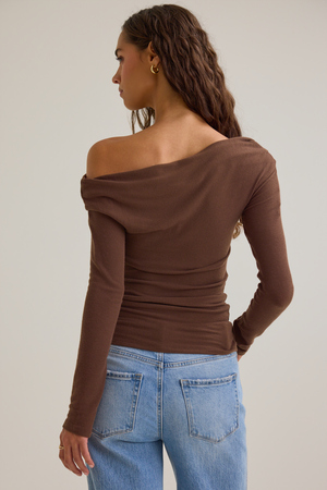 Rhea Asymmetrical Fitted Knit Top - Altar'd State - 