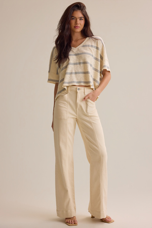 Dylan Striped V-Neck Top - Altar'd State - 
