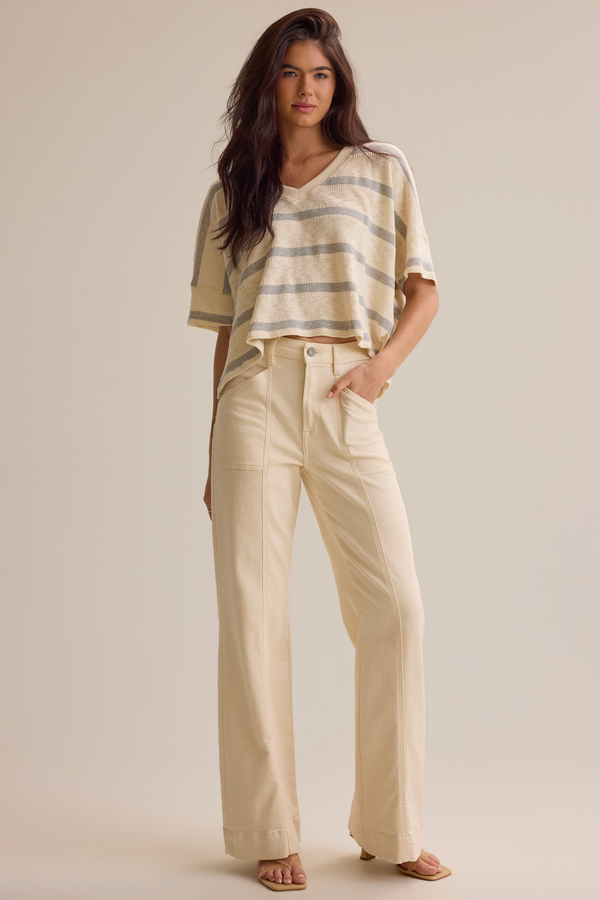 Dylan Striped V-Neck Top - Altar'd State