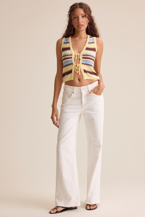 Juno Stripe Tie Front Top Detail 2 - Altar'd State