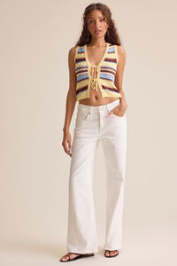 Juno Stripe Tie Front Top Detail 2 - Altar'd State