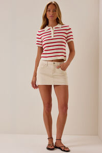 Bowie Stripe Knit Polo Detail 4 - Altar'd State