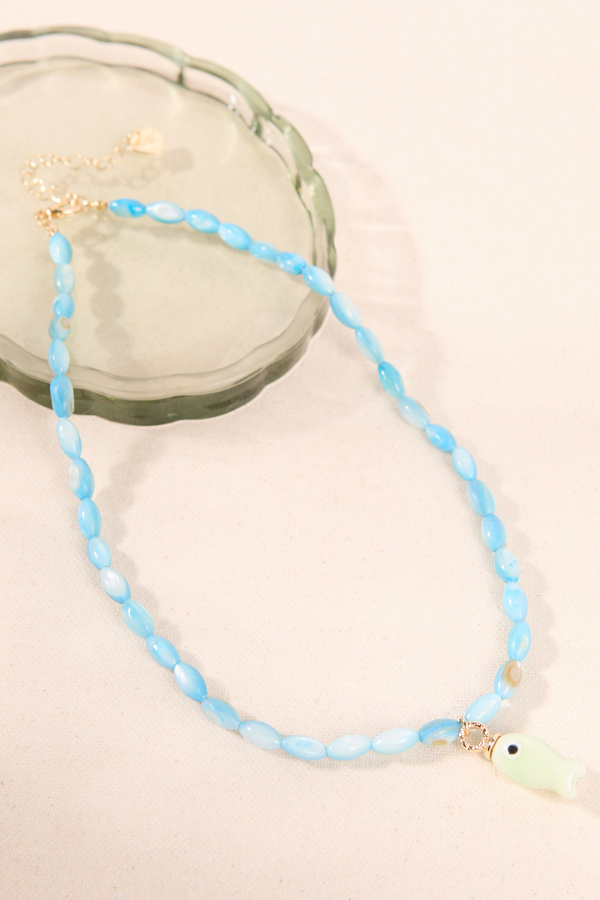 Turquoise Coastal Fish Charm Necklace - Altar'd State