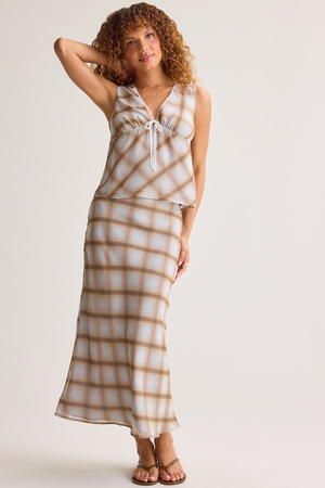 Jenna Plaid Midi Skirt - Altar'd State - 