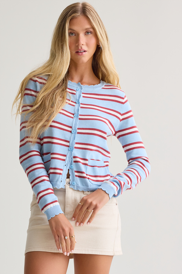 Mia Stripe Scalloped Cardigan Detail 2 - Altar'd State