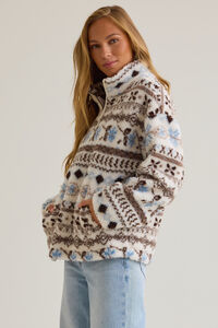 Simone Fair Isle Sherpa Pullover Detail 6 - Altar'd State