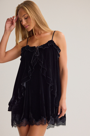 Savannah Velvet Mini Dress - Altar'd State - 