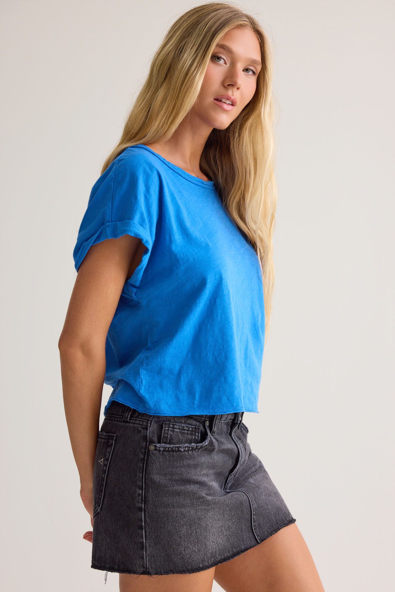 Demi Slub Roll Sleeve Tee