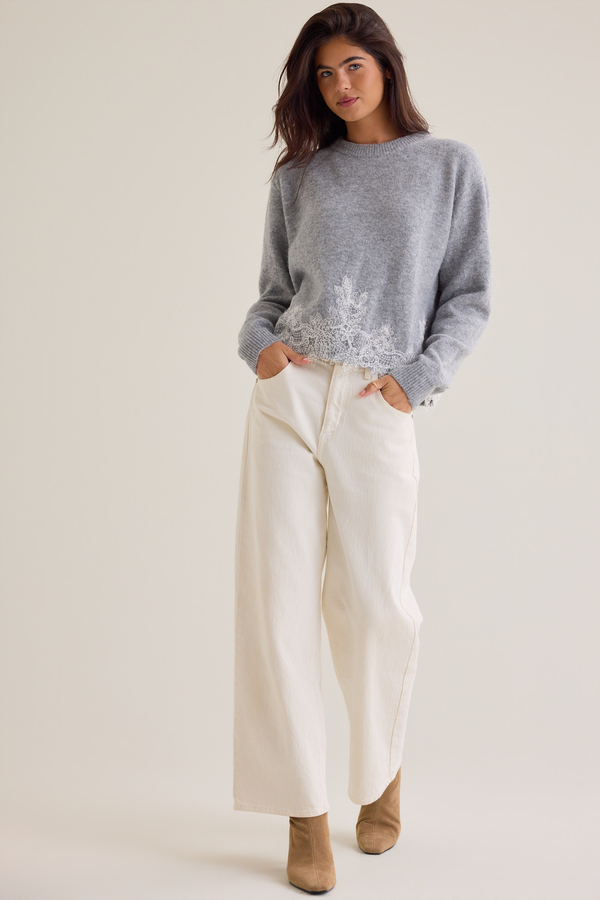 Athena Lace Trim Sweater - Altar'd State