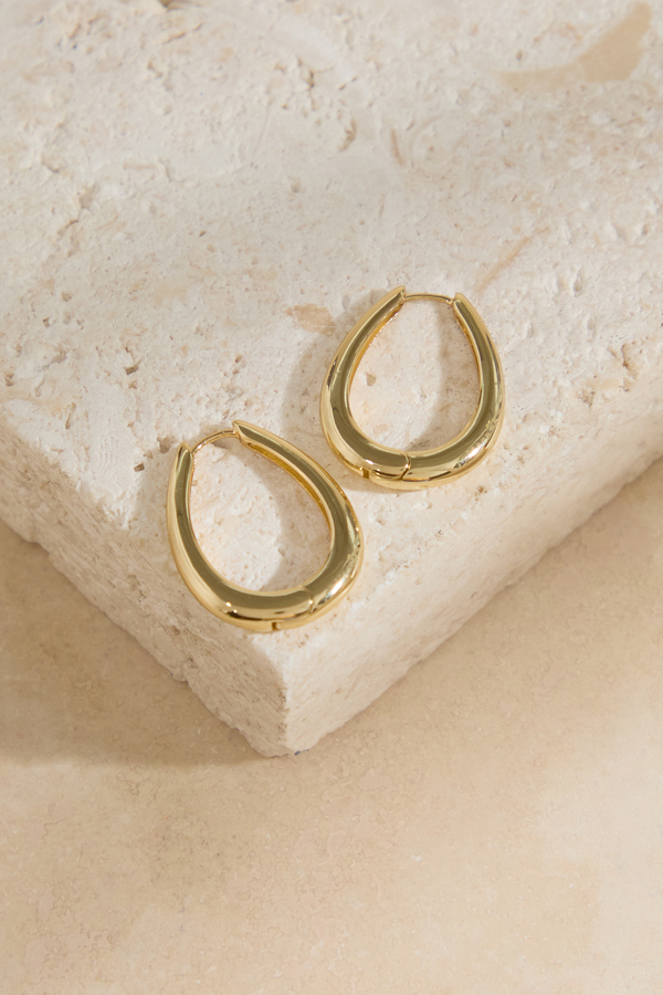 Olivia Oval Gold Hoops - Altar'd State