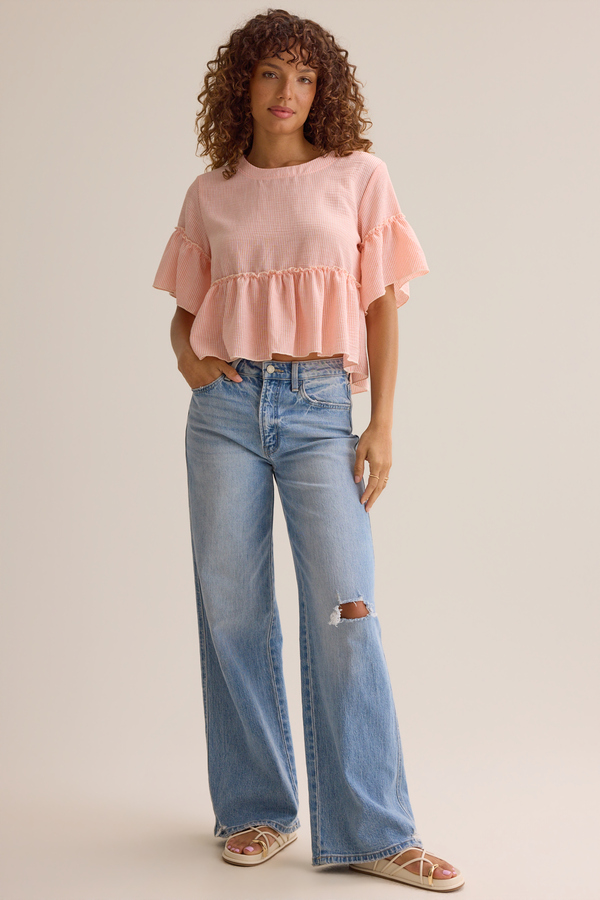 Carolina Stripe Ruffle Top - Altar'd State