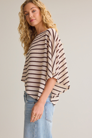 Isa Striped Knit Poncho - Altar'd State - 