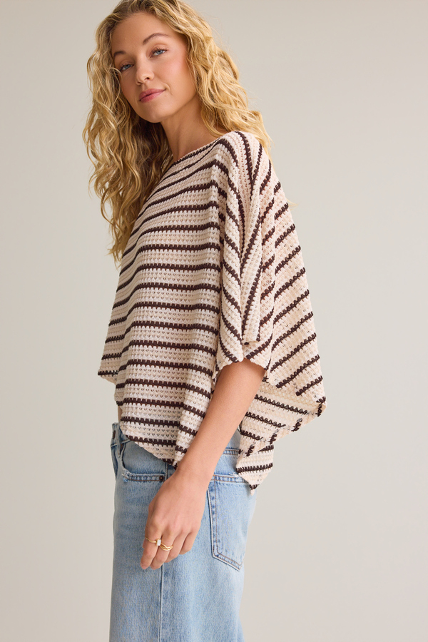 Isa Striped Knit Poncho Detail 3 - Altar'd State