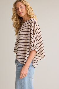 Isa Striped Knit Poncho Detail 3 - Altar'd State