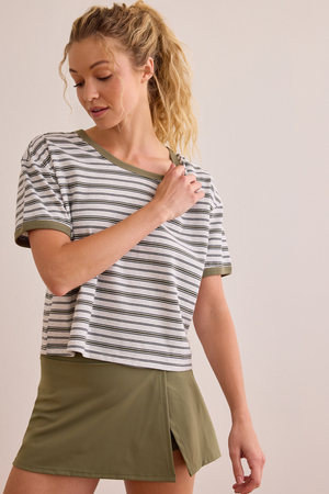 Power Stripe Ringer Boxy Tee - Altar'd State - 