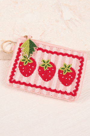Strawberry Beaded Mini Pouch - Altar'd State - 