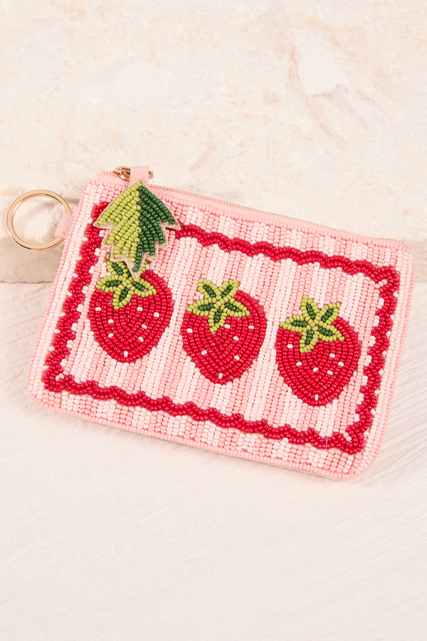 Strawberry Beaded Mini Pouch - Altar'd State