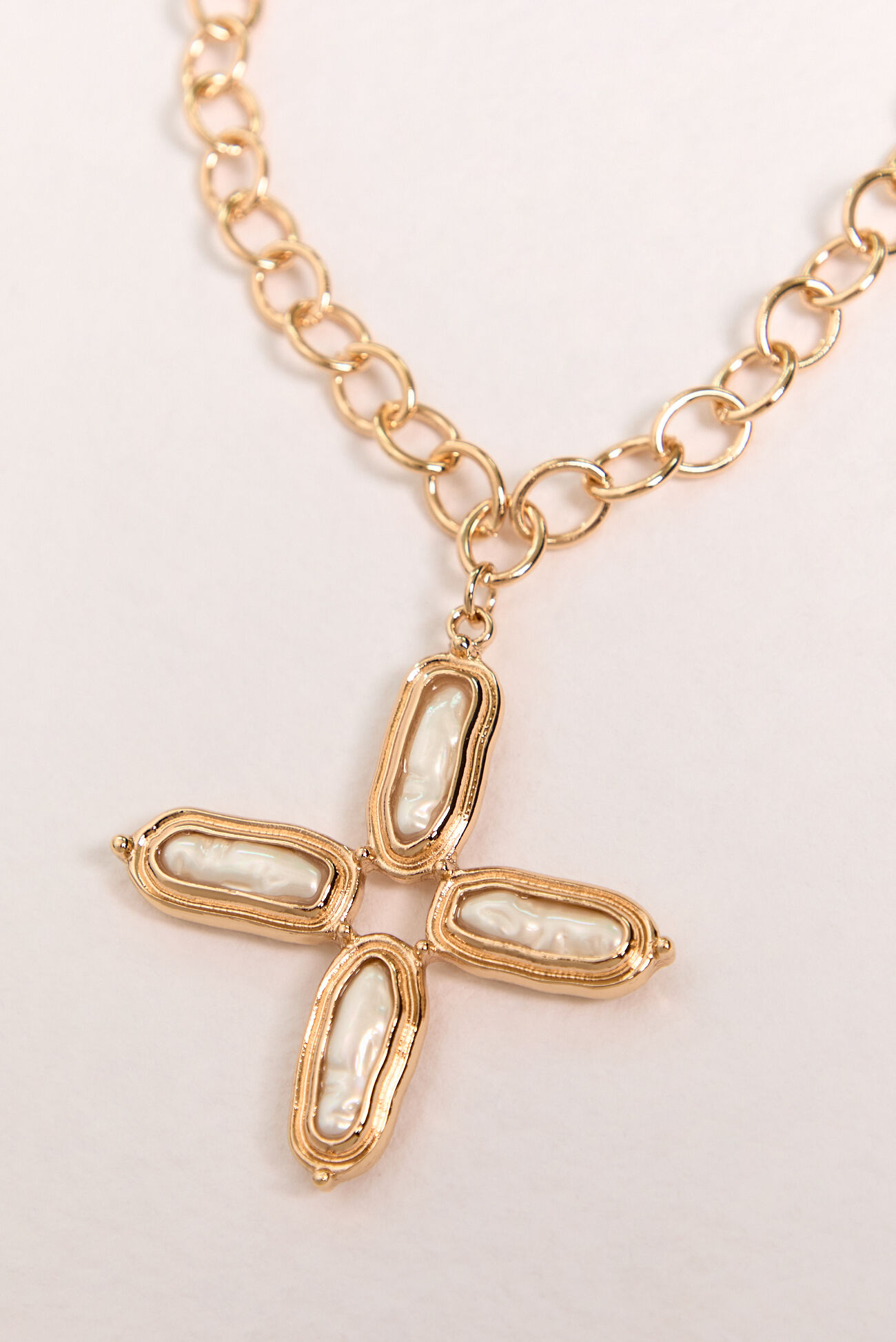 Gold Cross Pearl Necklace