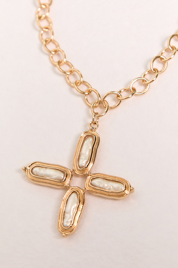 Gold Cross Pearl Necklace - Altar'd State