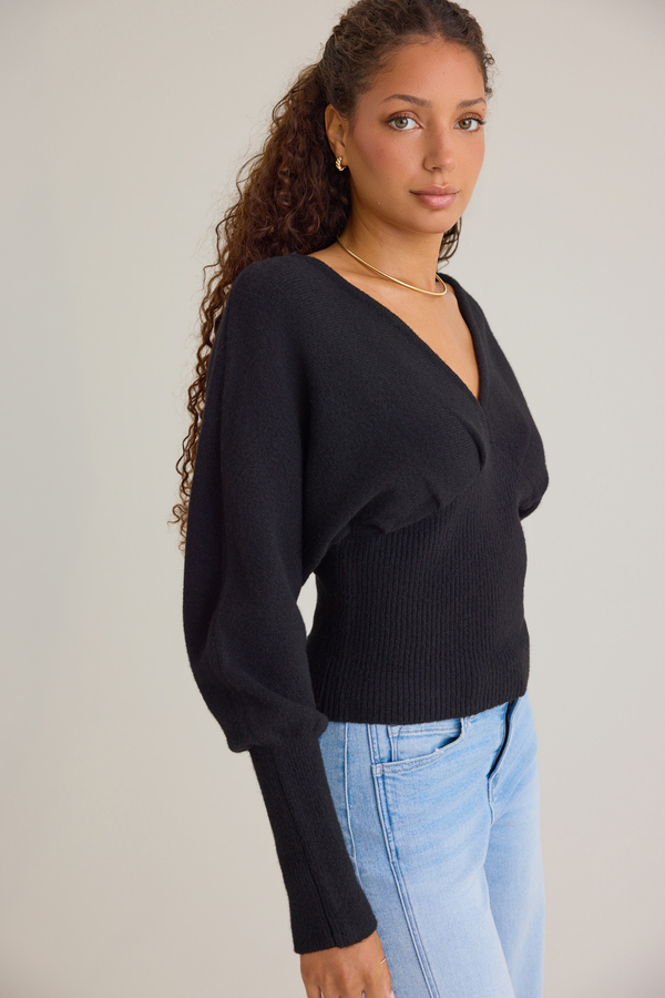 Kora Fitted V-Neck Sweater Detail 3 - Altar'd State