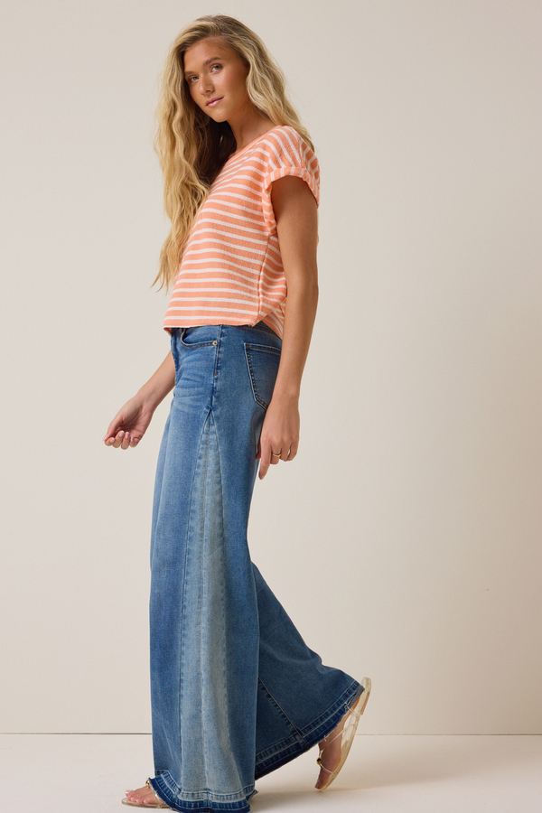 Hattie Stripe Roll Sleeve Crew Detail 3 - Altar'd State