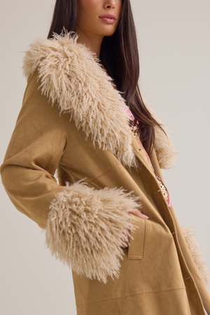Jaylee Suede Fur Trim Jacket - Altar'd State - 