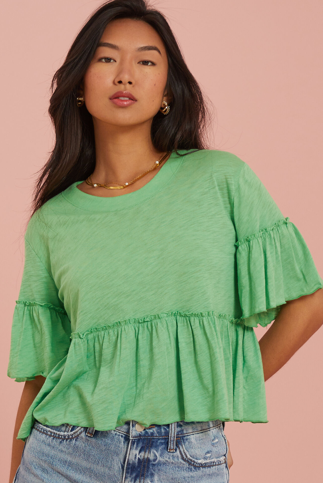 Altar'd State Juniper Ruffle Top at CoolSprings Galleria in