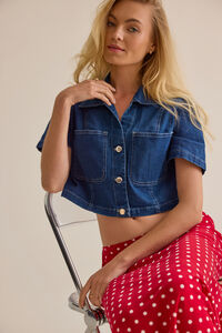 Eleanor Denim Button Up Top Detail 3 - Altar'd State