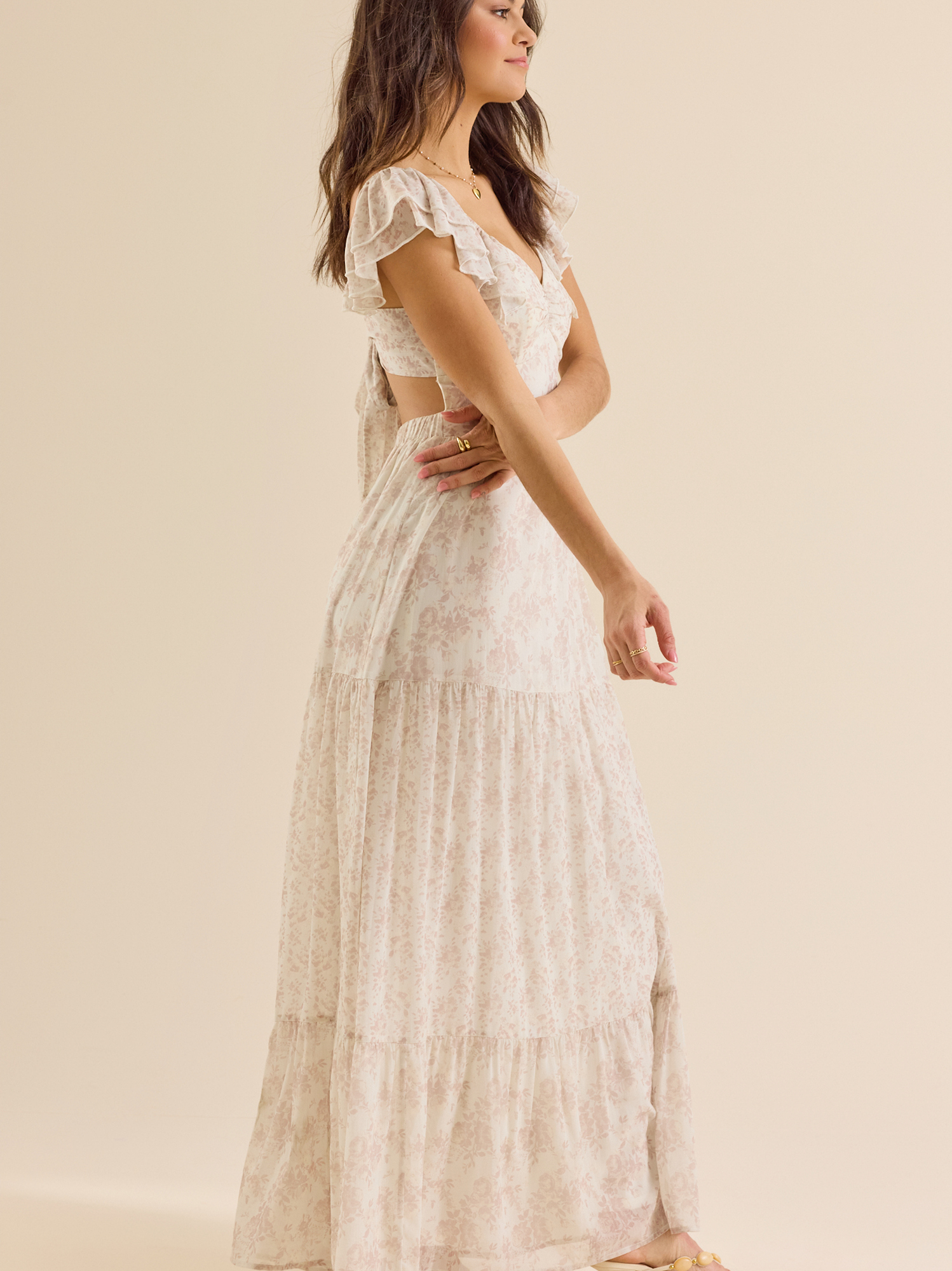 chinese dress ladies Taupe Luna Maxi Dress