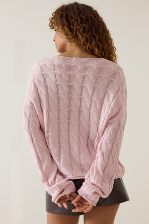 Harper V-Neck Cable Knit Sweater - Altar'd State - 