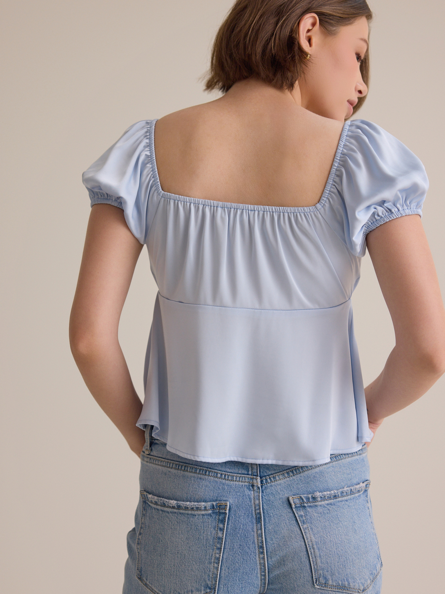 Alayla Lace Babydoll Top in Light Blue | Altar'd State