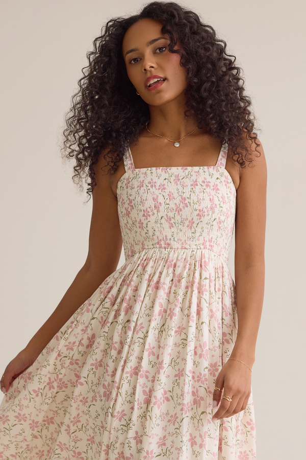 Thea Smocked Floral Midi Mama Dress Detail 3 - Altar'd State