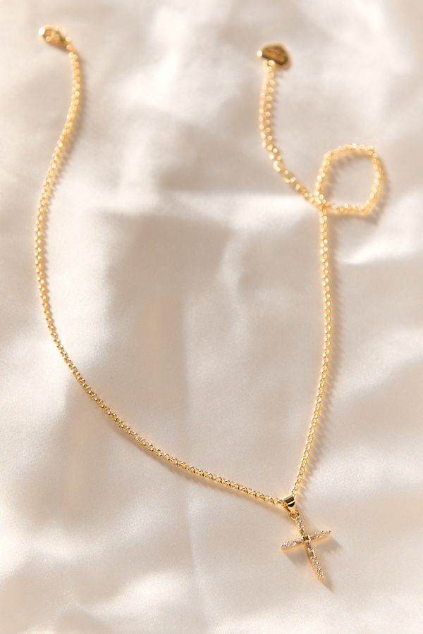 Waterproof Cross Baguette Necklace Detail 2 - Altar'd State