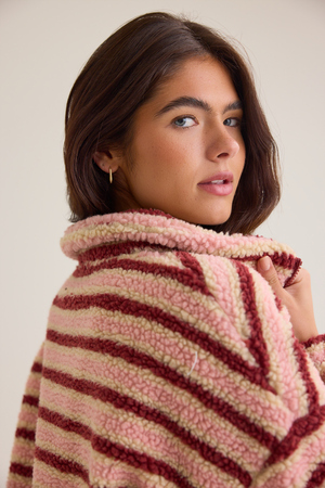 Chloe Striped Sherpa Pullover - Altar'd State - 