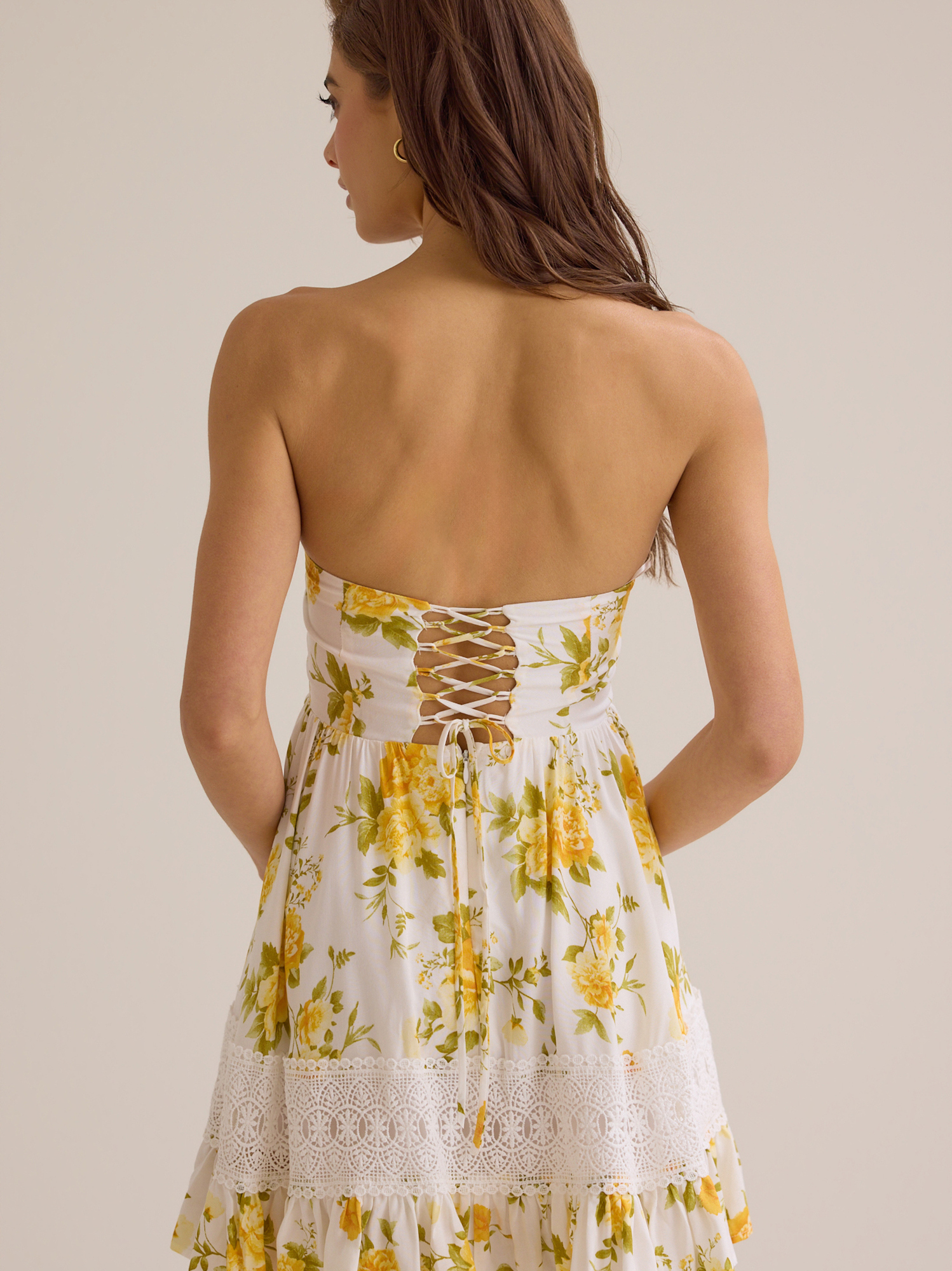 knee length dresses for ladies Fashion Summer Strap Baby Yellow Back Tie-Up Ruffle Mini Dress M / Baby Yellow