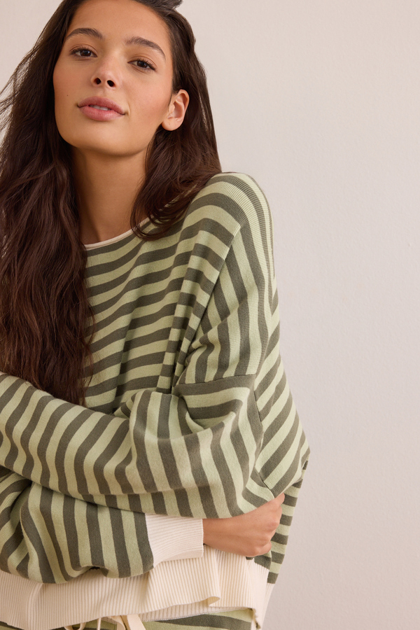 Flow Stripe Boat Neck Pullover Detail 2 - Altar'd State