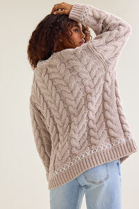 Briseis Oversized Cable Whipstitch Tunic Cardigan Detail 6 - Altar'd State
