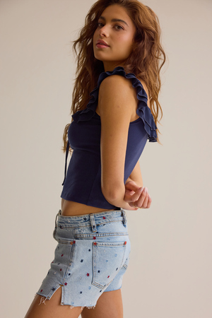 Scout Embroidered Denim Shorts - Altar'd State - 
