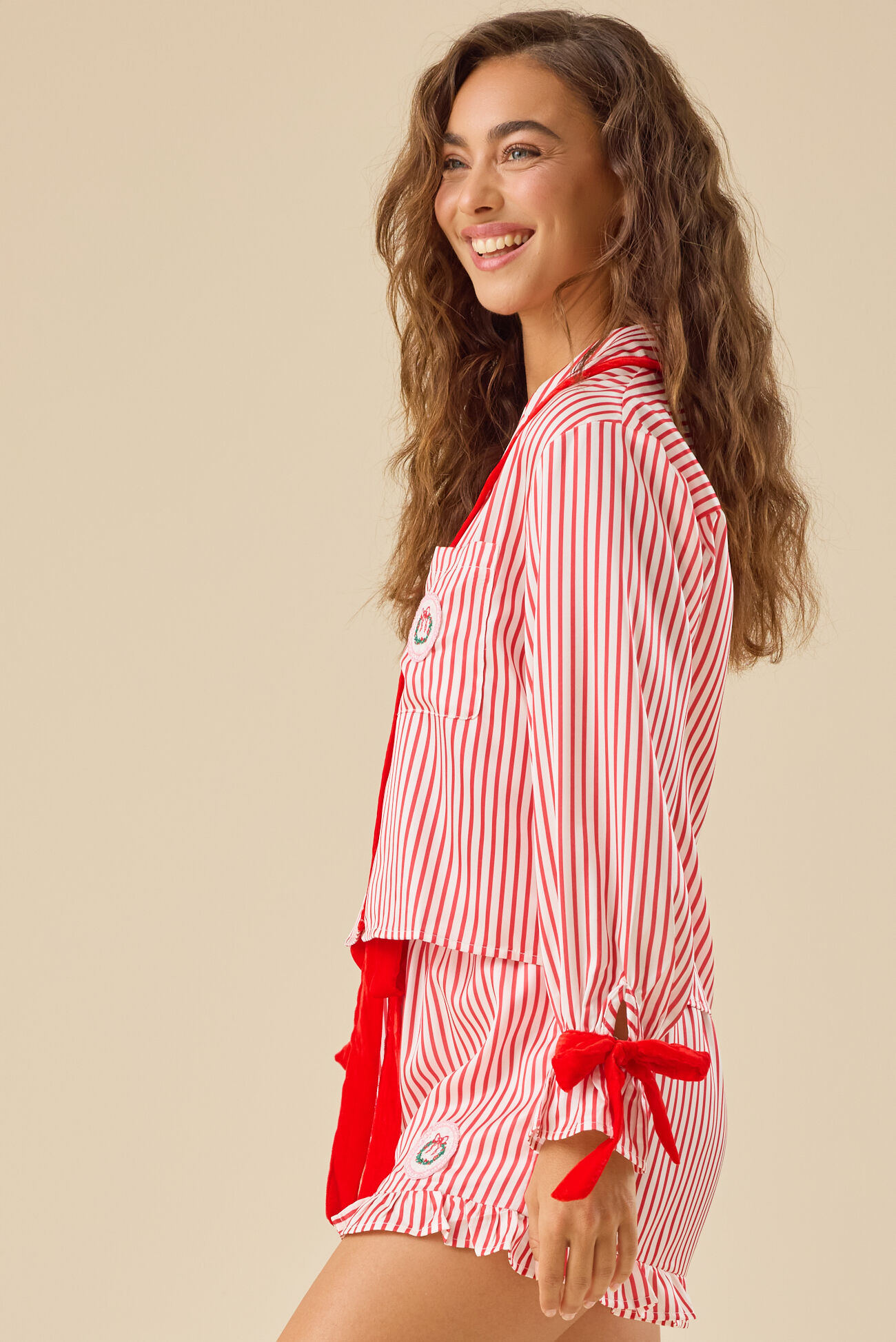 Kimber Festive Patch Satin Sleep Top