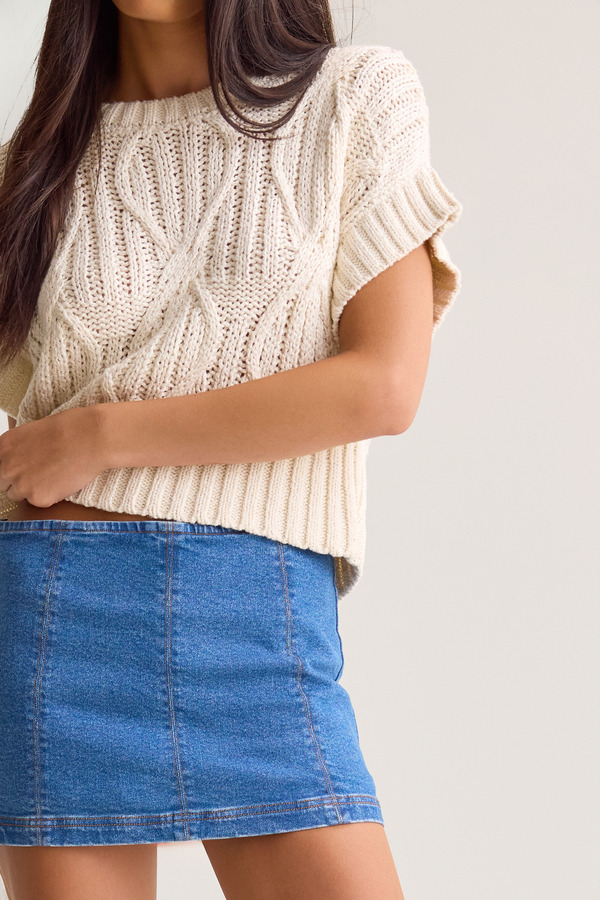 Jasmine Mini Denim Skirt Detail 2 - Altar'd State