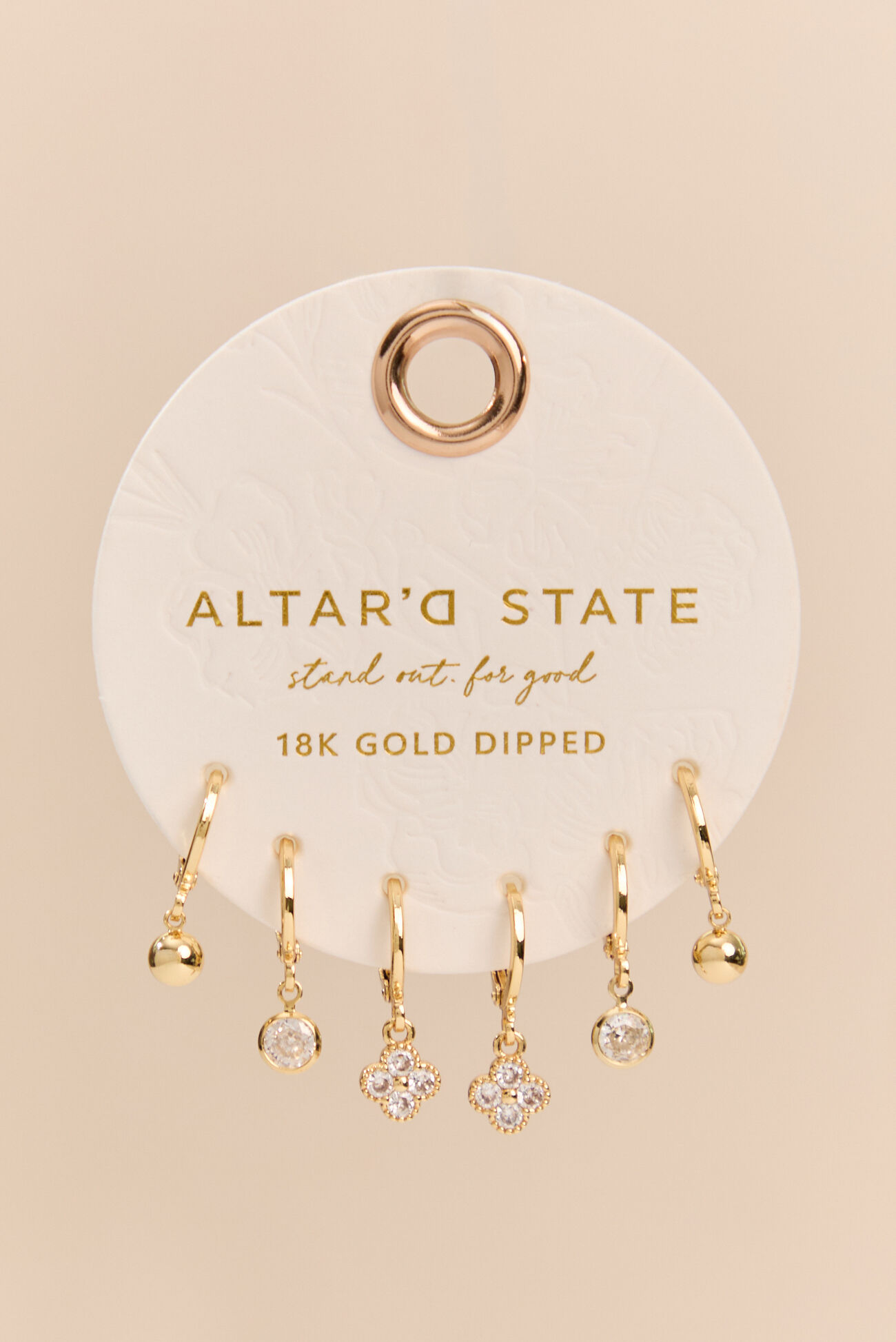18K Gold Clover Mini Hoop Set